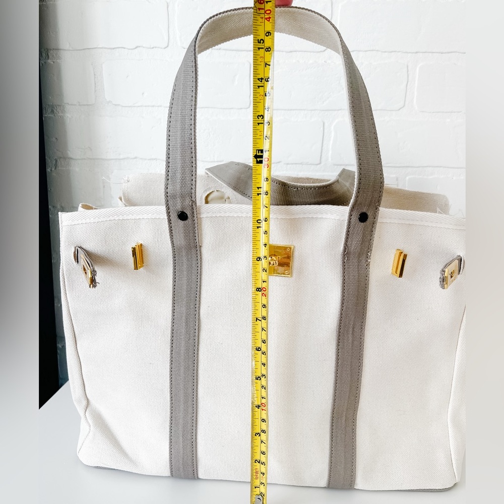 Canvas & Grey Tote – Neutral Minimal Carryall NEW & Ready to Ship - Picture 8 of 11